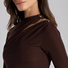 Jersey Draped Maxi Dress with Sleeve Scarf - shopaleena