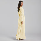 Jersey Draped Maxi Dress with Sleeve Scarf - shopaleena