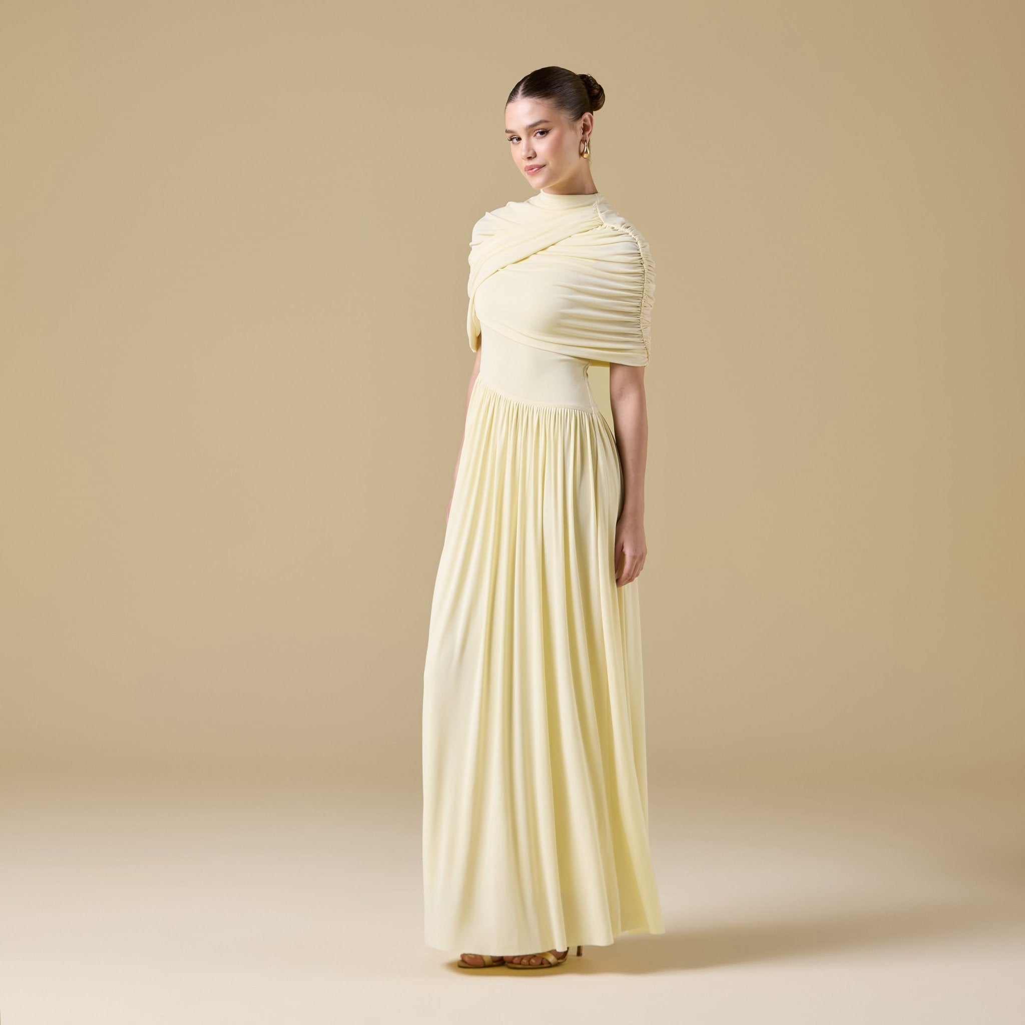 Jersey Draped Maxi Dress - shopaleena