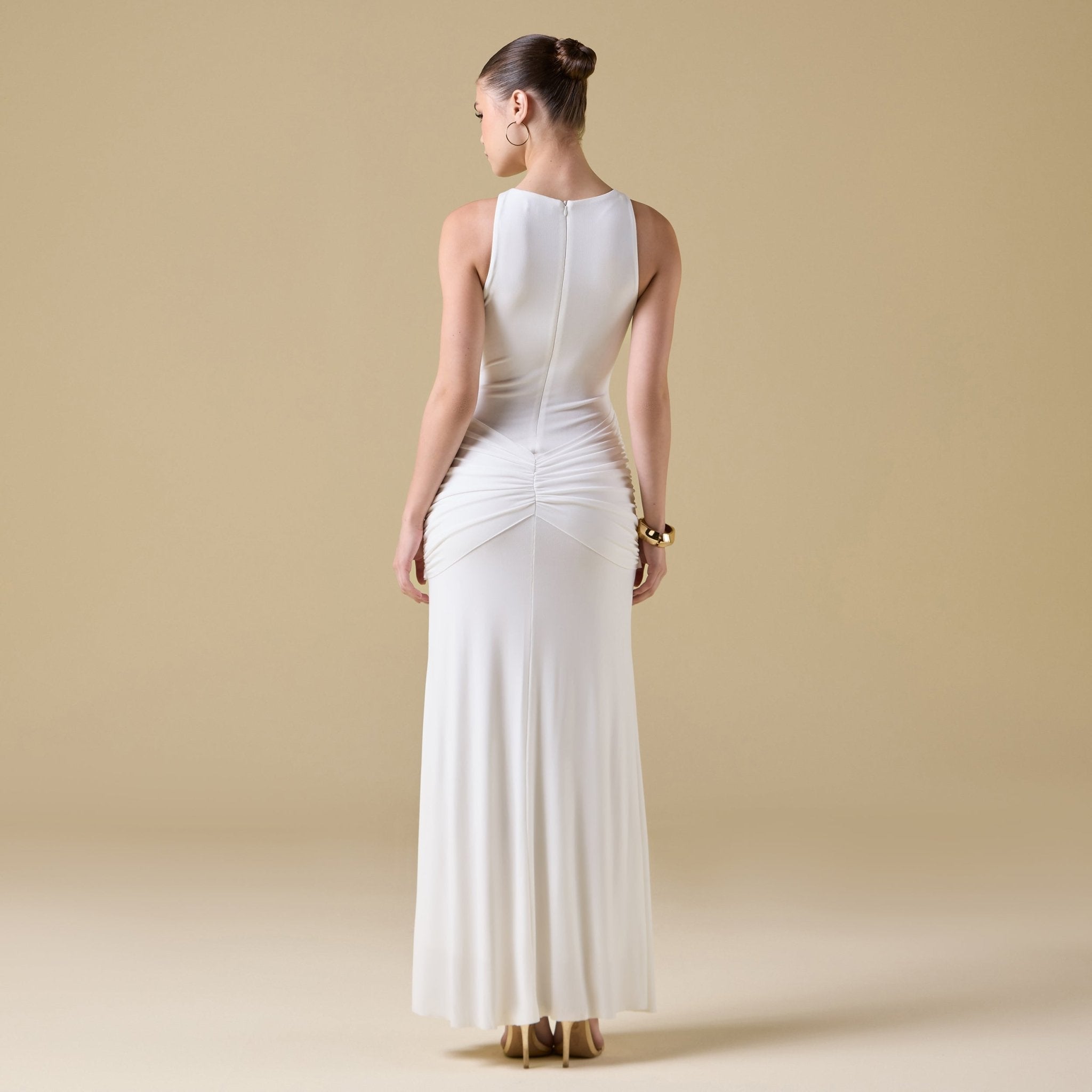 Jersey Draped Twist Detail Maxi Dress - shopaleena