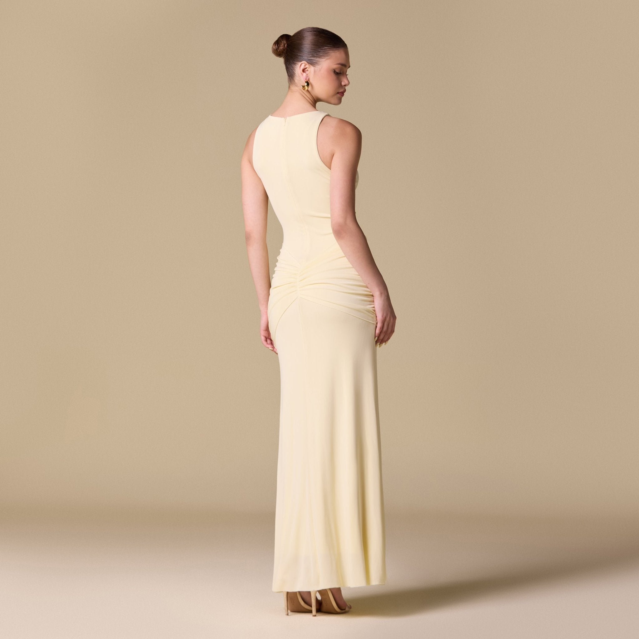 Jersey Draped Twist Detail Maxi Dress - shopaleena
