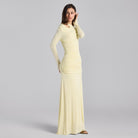 Jersey Gathered Maxi Dress with Gold Accessory - shopaleena