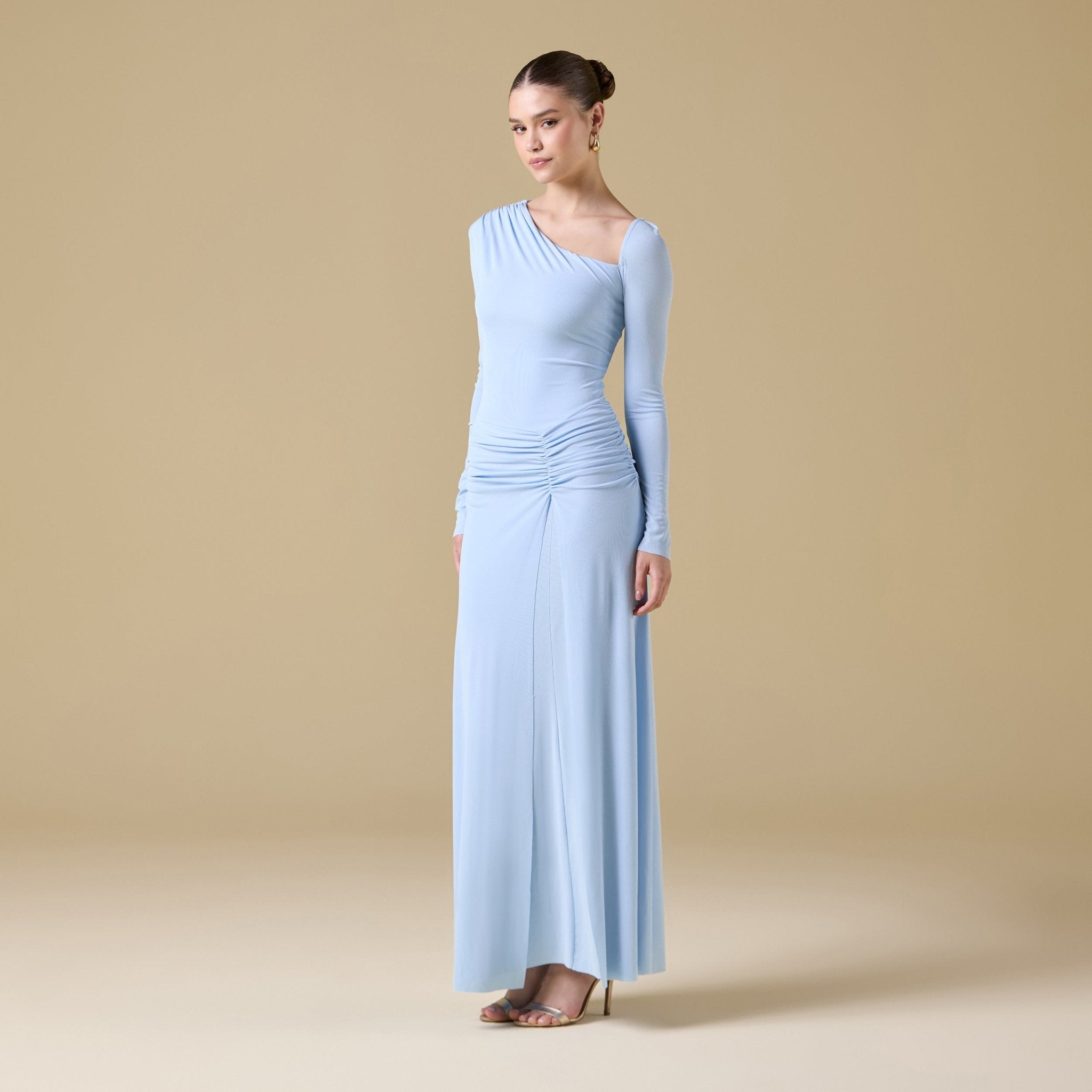 Jersey Gathered Waist Maxi Dress - shopaleena