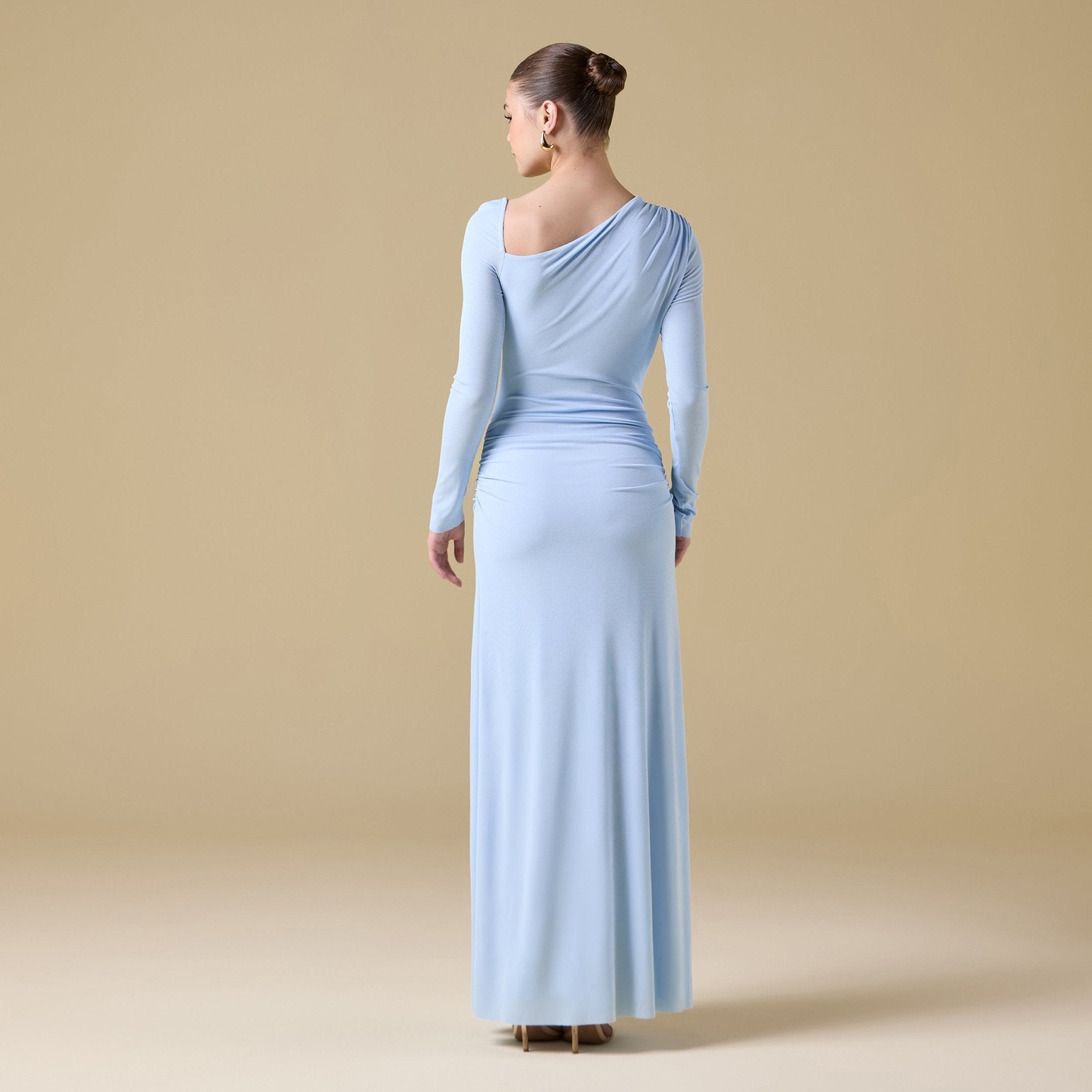 Jersey Gathered Waist Maxi Dress - shopaleena
