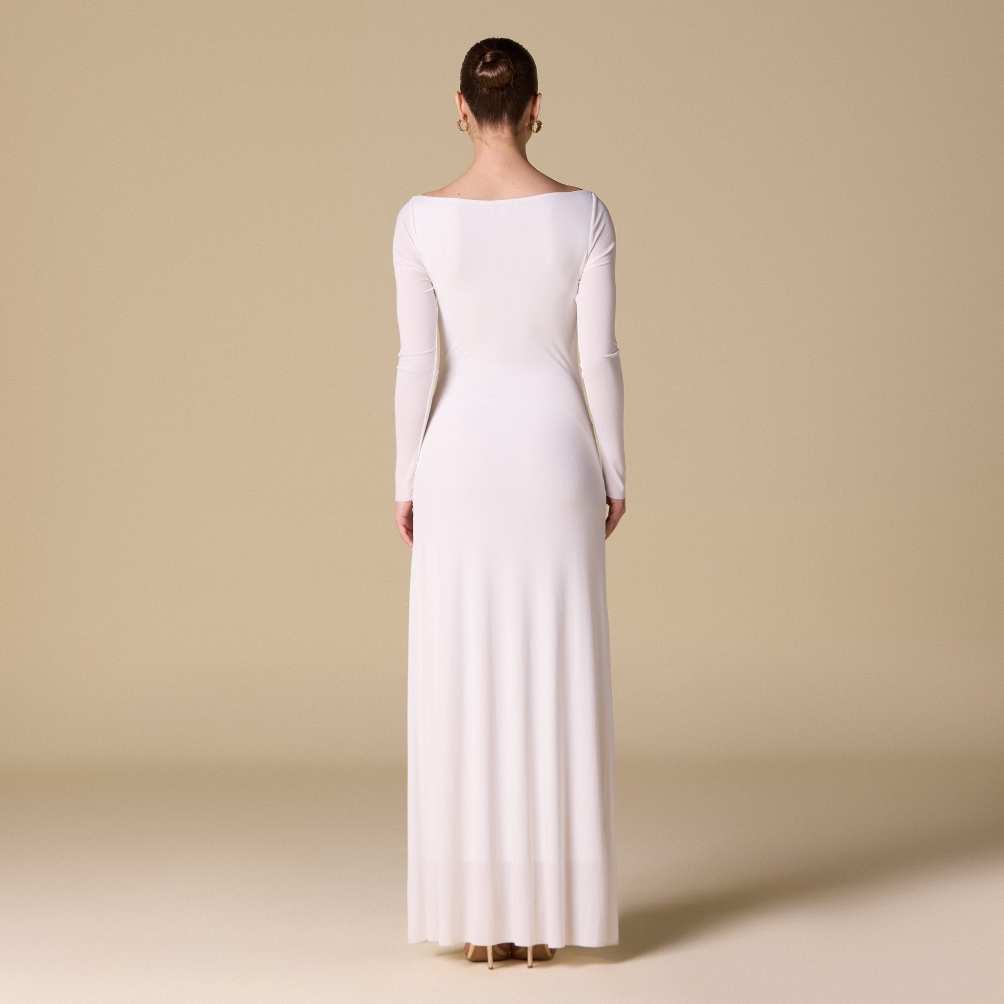 Jersey Maxi Dress with Gathered Waist - shopaleena