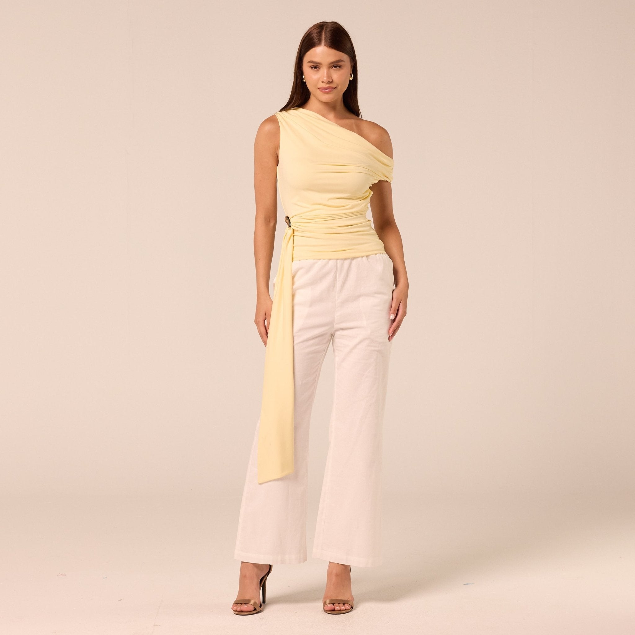 Jersey Top with Side Drape Detail - shopaleena
