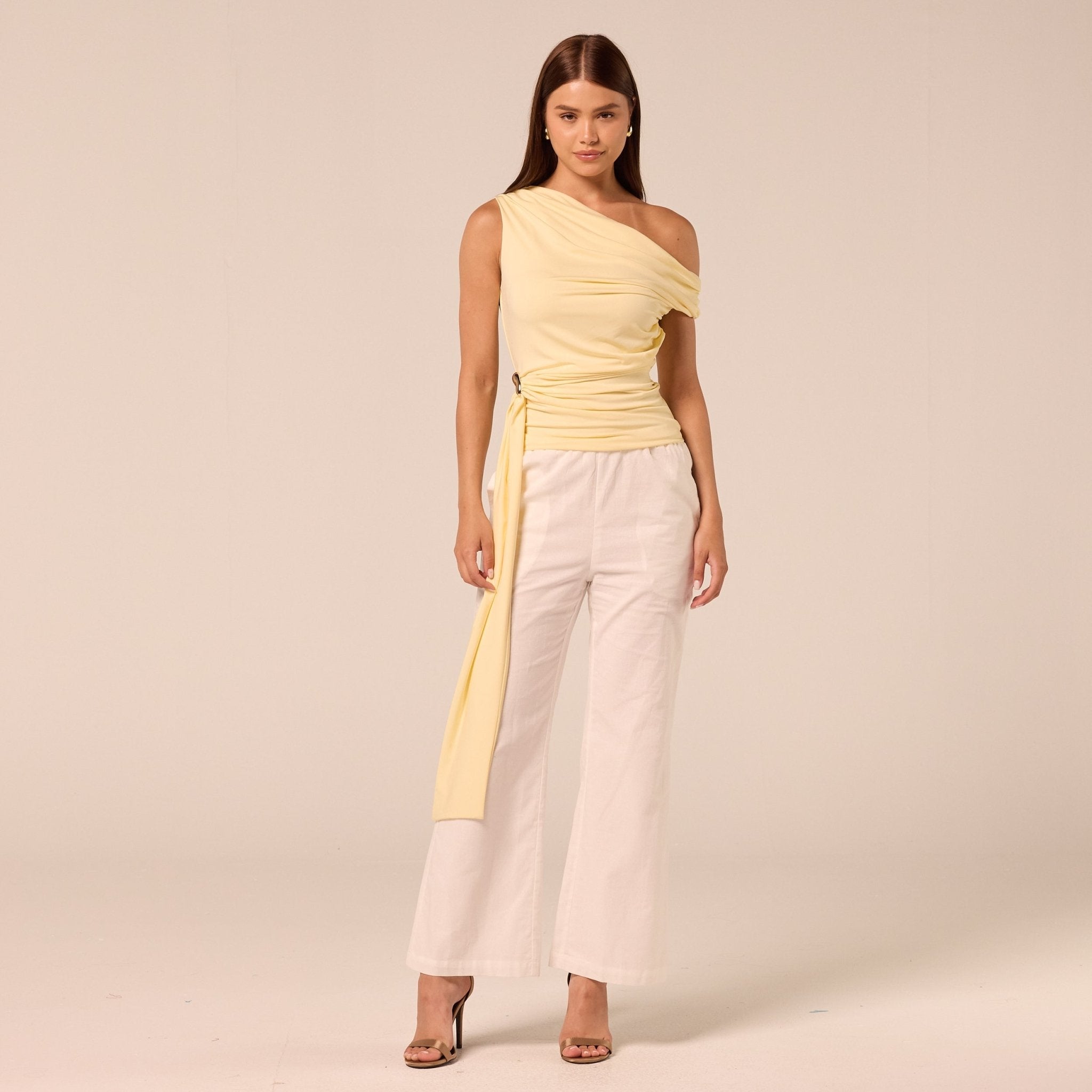 Jersey Top with Side Drape Detail - shopaleena