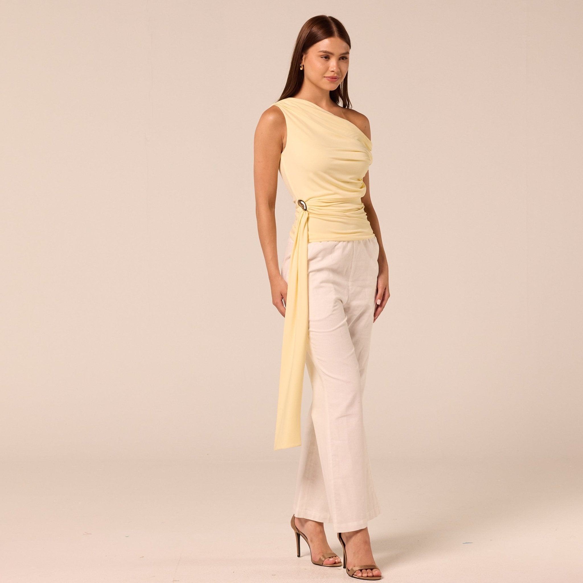 Jersey Top with Side Drape Detail - shopaleena