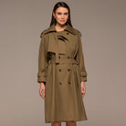 Khaki Belted Twill Trench Coat - shopaleena
