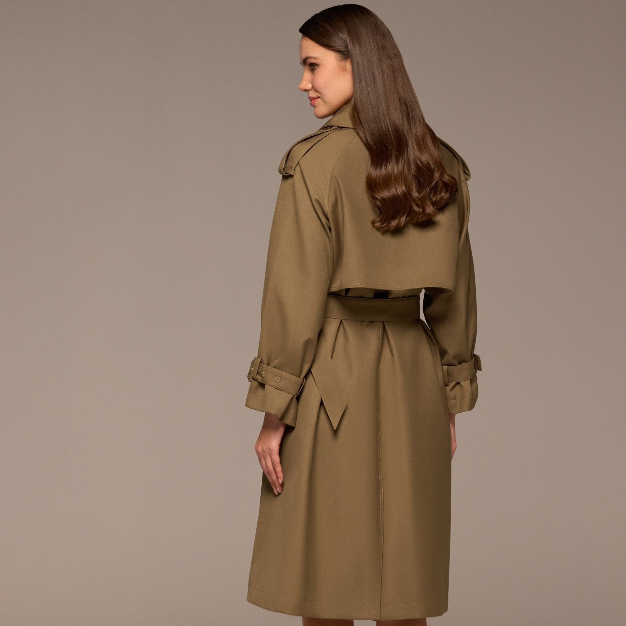 Khaki Belted Twill Trench Coat - shopaleena
