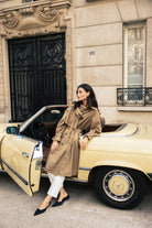 Khaki Belted Twill Trench Coat - shopaleena