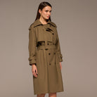 Khaki Belted Twill Trench Coat - shopaleena