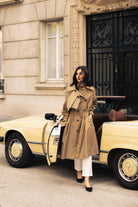 Khaki Belted Twill Trench Coat - shopaleena