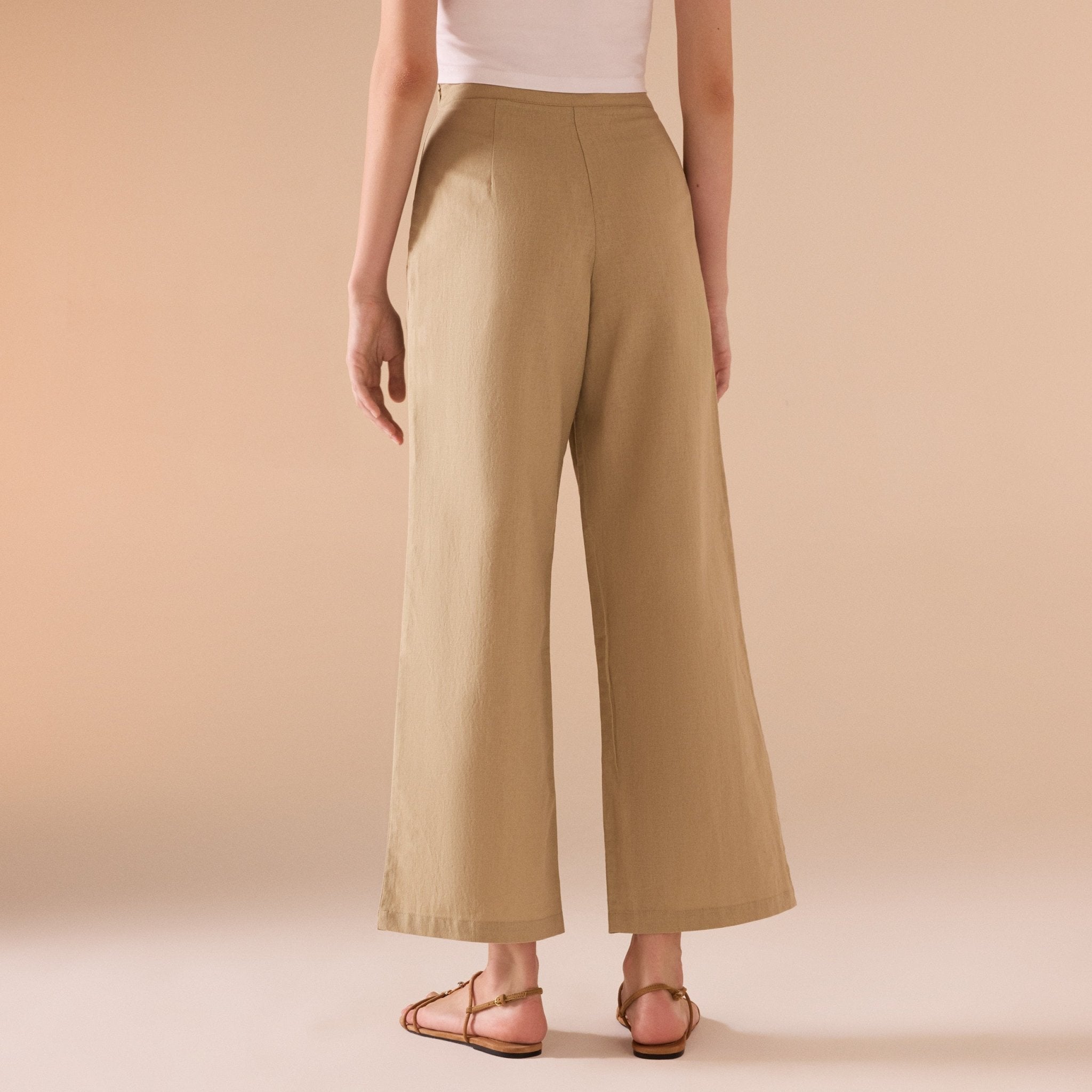 Khaki linen Pant - shopaleena