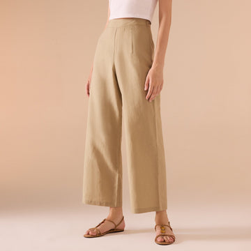 Khaki linen Pant - shopaleena