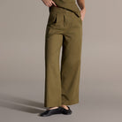 Khaki Linen Straight Leg Trouser - shopaleena