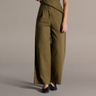 Khaki Linen Straight Leg Trouser - shopaleena