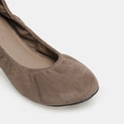 Khaki Suede Elastic Ballet Flats - shopaleena