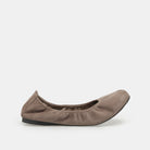 Khaki Suede Elastic Ballet Flats - shopaleena