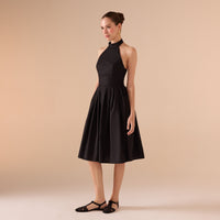 Knee - length Sleeveless Dress with a Short Turtleneck in Cotton - shopaleena