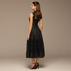 Lace-Paneled Cotton Midi Dress - shopaleena