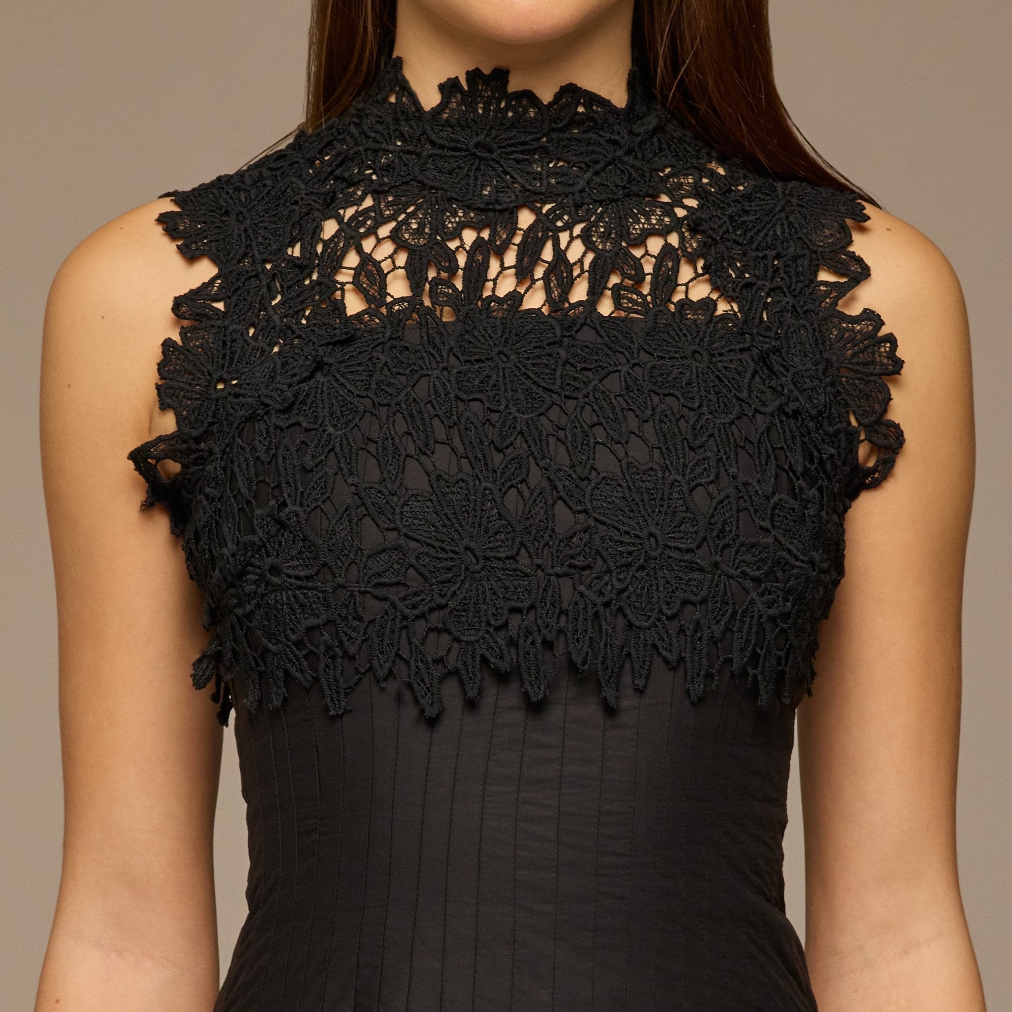Lace-Paneled Cotton Midi Dress - shopaleena