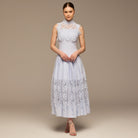 Lace-Paneled Cotton Midi Dress - shopaleena