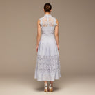 Lace-Paneled Cotton Midi Dress - shopaleena