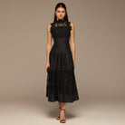 Lace-Paneled Cotton Midi Dress - shopaleena