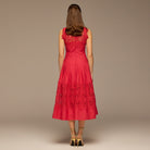 Lace-Paneled Cotton Midi Dress - shopaleena