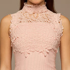 Lace-Paneled Cotton Midi Dress - shopaleena