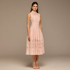 Lace-Paneled Cotton Midi Dress - shopaleena