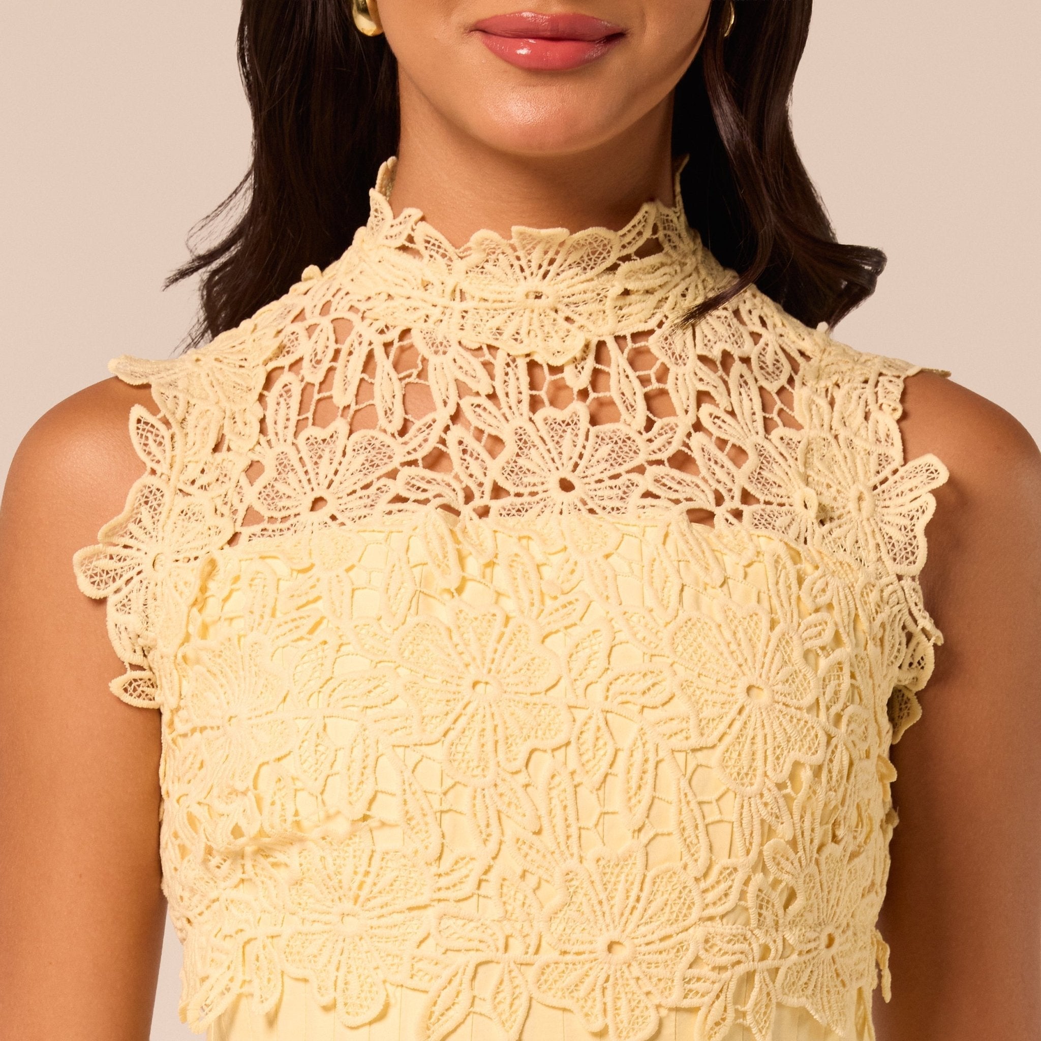 Lace-Paneled Cotton Midi Dress - shopaleena