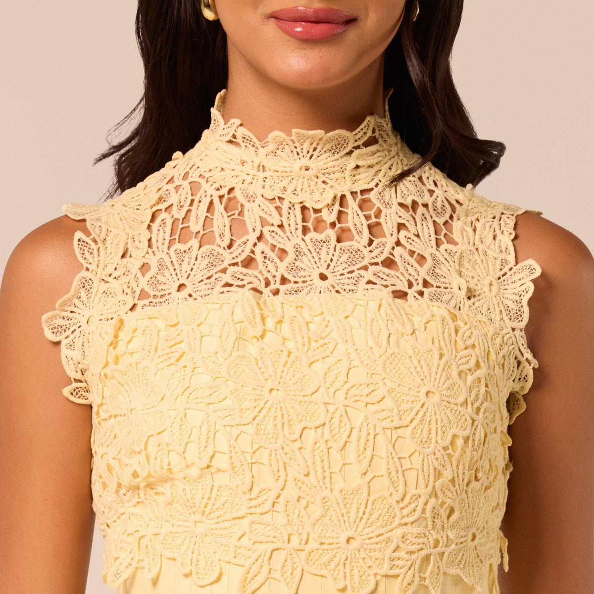 Lace-Paneled Cotton Midi Dress - shopaleena