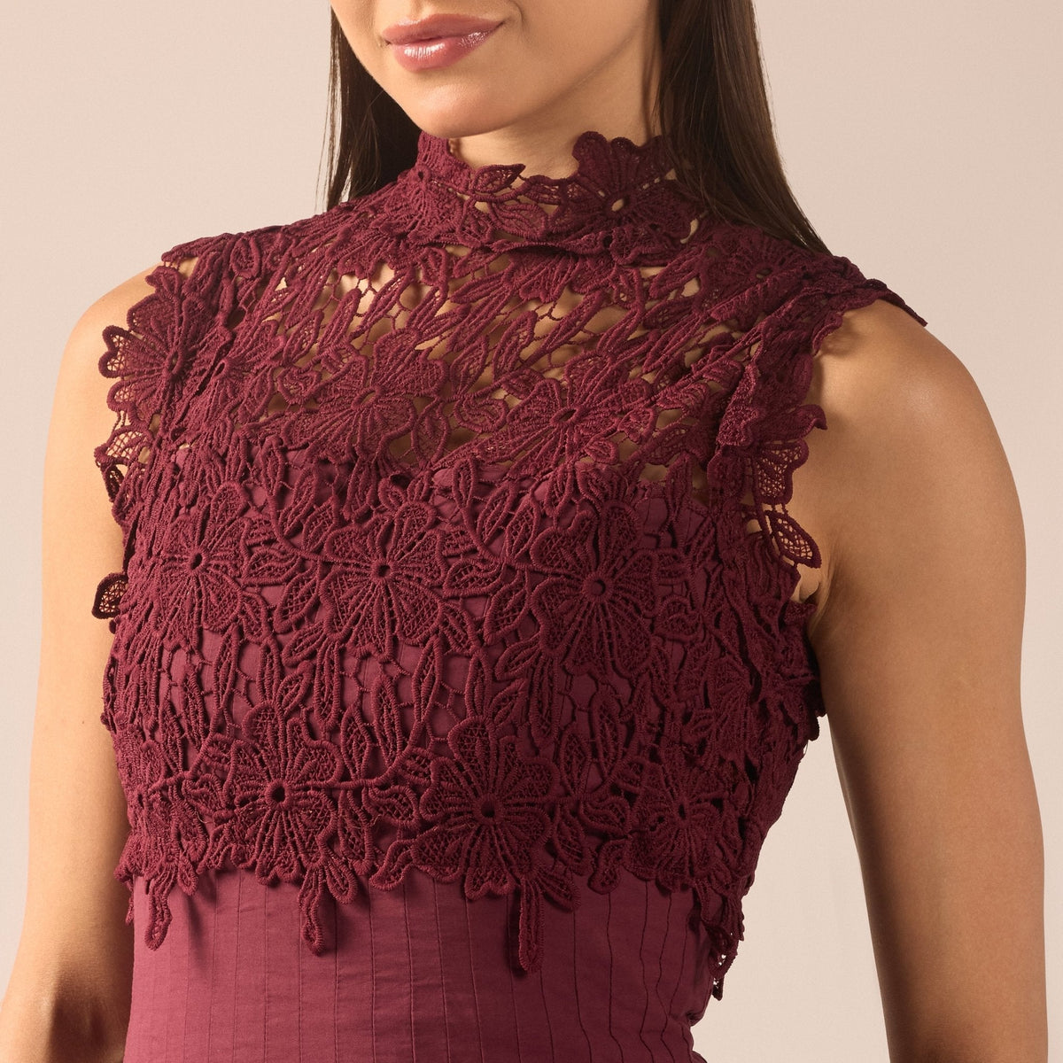 Lace-Paneled Cotton Midi Dress - shopaleena