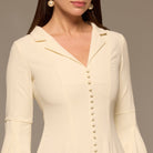 Lapel Neck Button-Front Crepe Dress - shopaleena