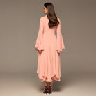 Lapel Neck Button-Front Crepe Dress - shopaleena