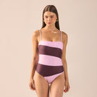 Lavender & Maroon One Piece Swimsuit - shopaleena