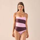 Lavender & Maroon One Piece Swimsuit - shopaleena