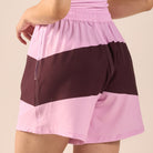 Lavender & Maroon Wide Leg Swim Shorts - shopaleena