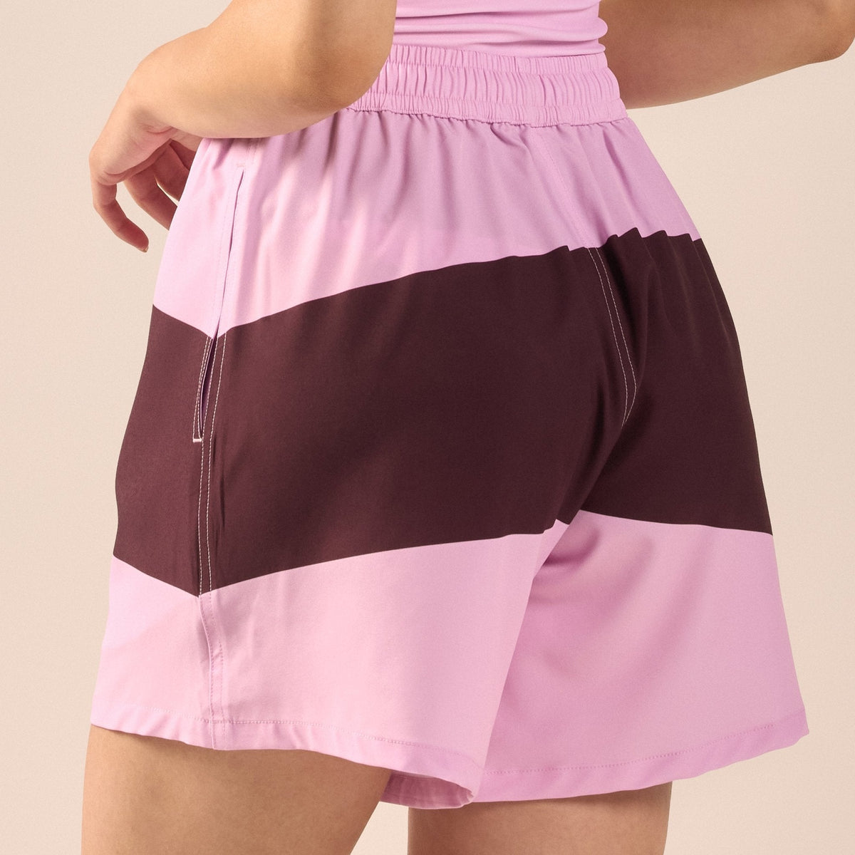 Lavender & Maroon Wide Leg Swim Shorts - shopaleena