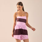 Lavender & Maroon Wide Leg Swim Shorts - shopaleena