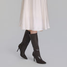 Leather High Heel Knee-High Boots - shopaleena