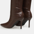 Leather High Heel Knee-High Boots - shopaleena