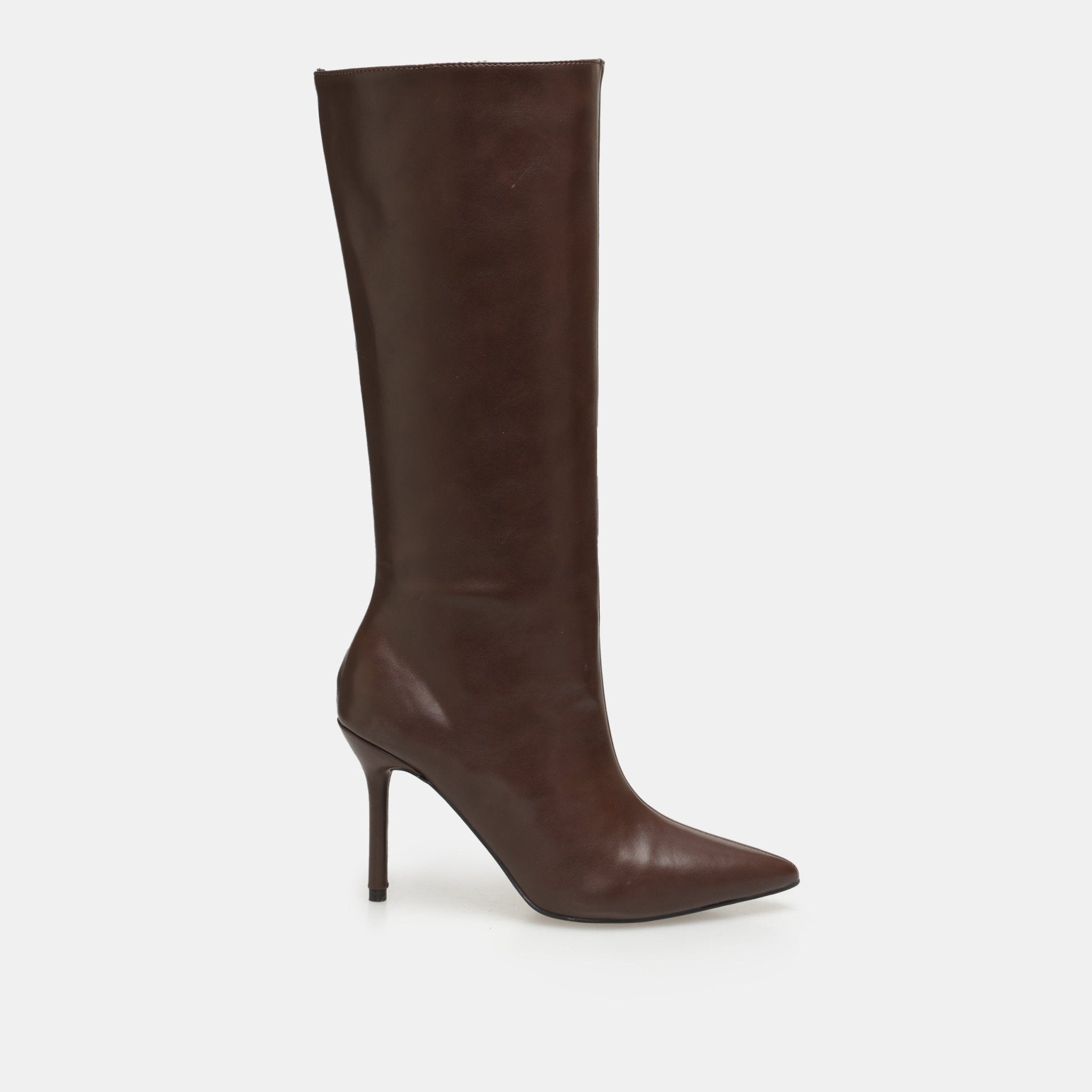 Leather High Heel Knee-High Boots - shopaleena