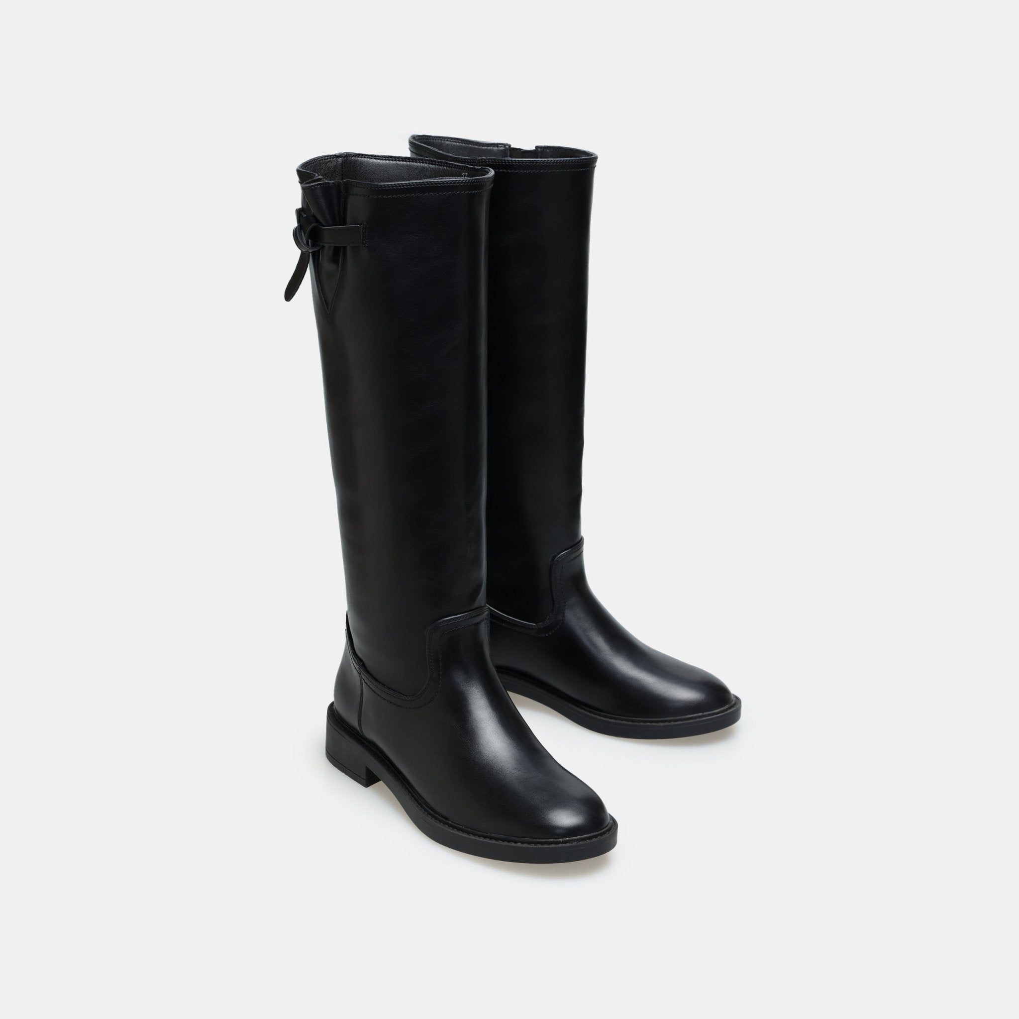 Leather Knee-High Boots - shopaleena