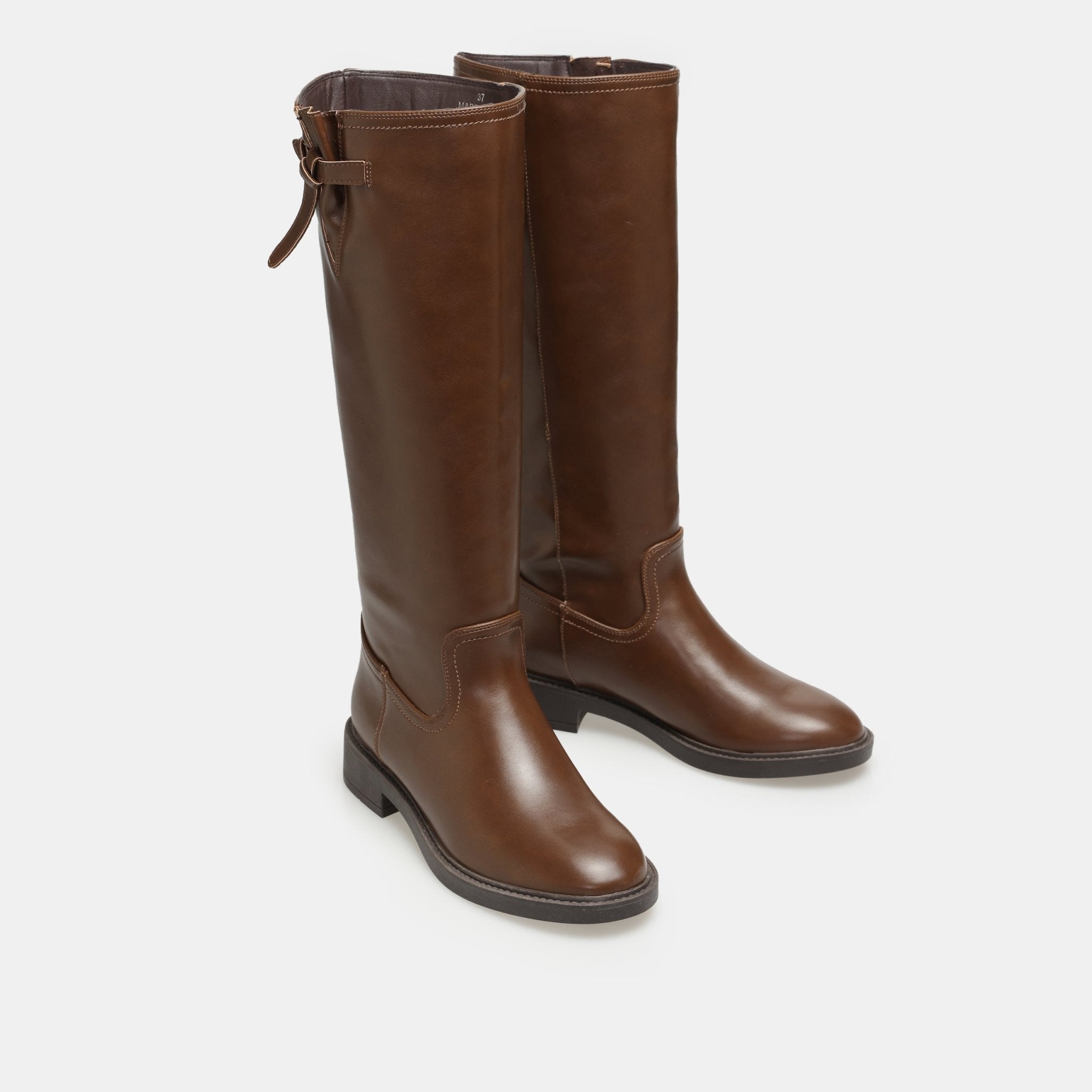 Leather Knee-High Boots - shopaleena