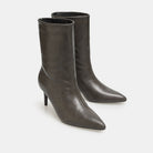Leather Mid-Calf High Heel Boots - shopaleena