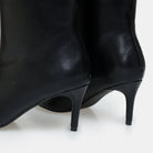 Leather Mid-Calf High Heel Boots - shopaleena