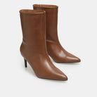 Leather Mid-Calf High Heel Boots - shopaleena